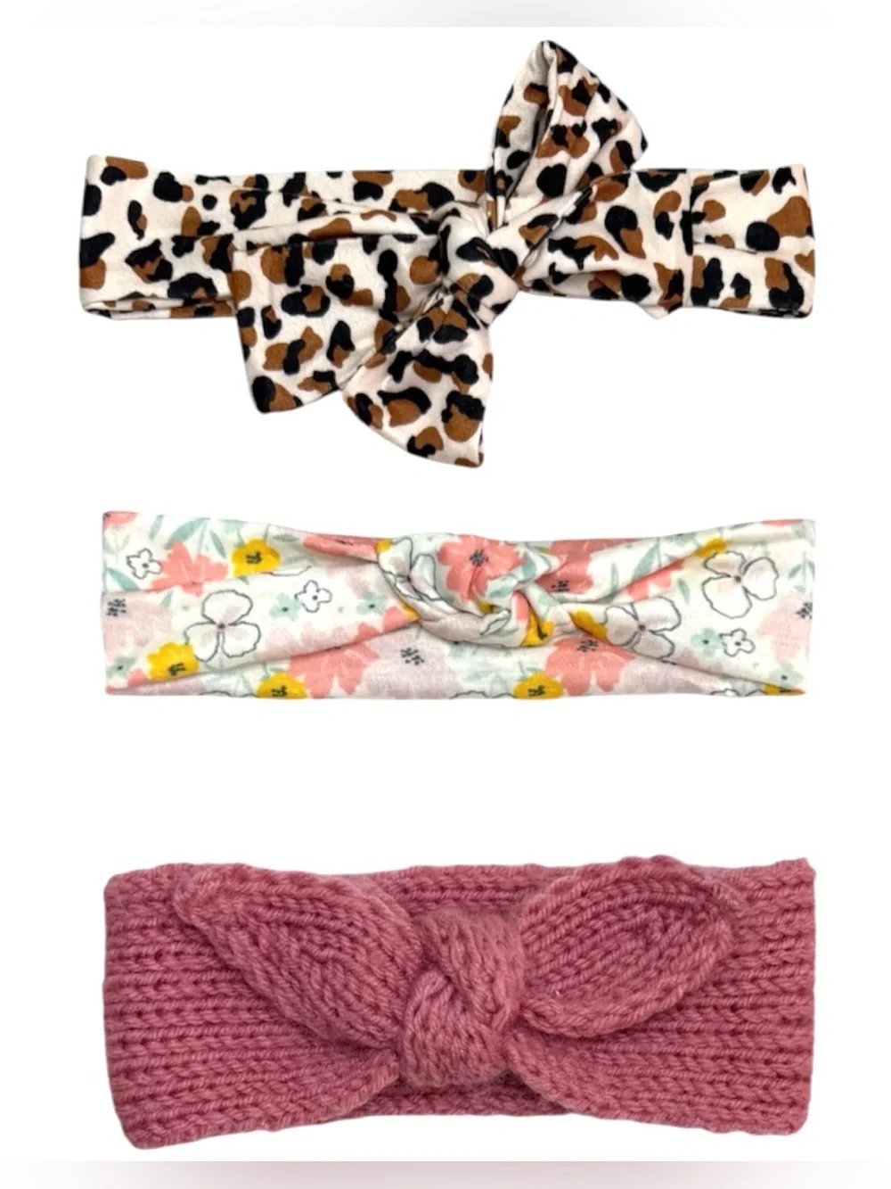 Baby Girl Headbands Bundle 3 Pcs Pink Brown 6-12 Mon